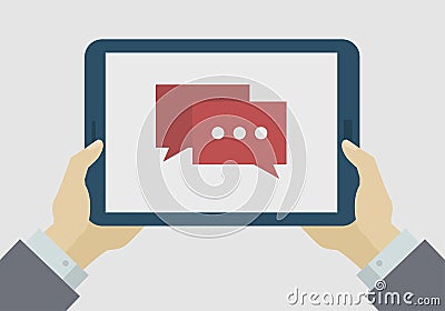 Flat Design Mobile, tablet, icons on display. Vector Illustration