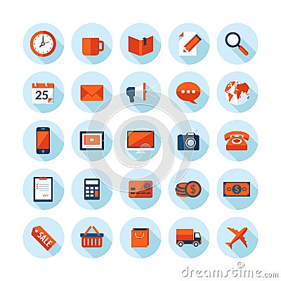 Flat design modern icons set on business and finan Vector Illustration