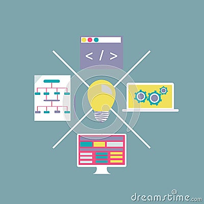 Flat design modern Internet Technology development Vector Illustration