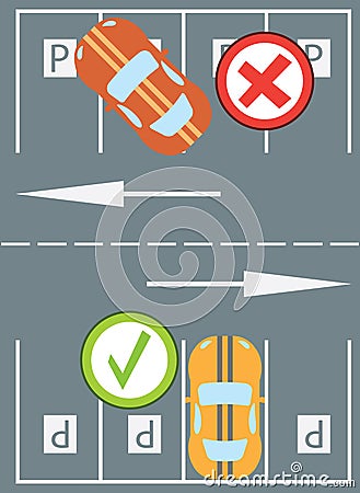 Flat design modern vector illustration of parking a car instruction Vector Illustration