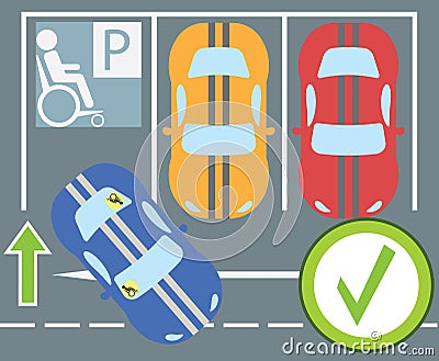 Flat design modern vector illustration of parking a car instruction Vector Illustration