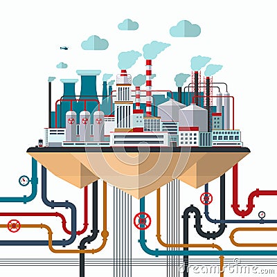 Flat design nature pollution concept Vector Illustration