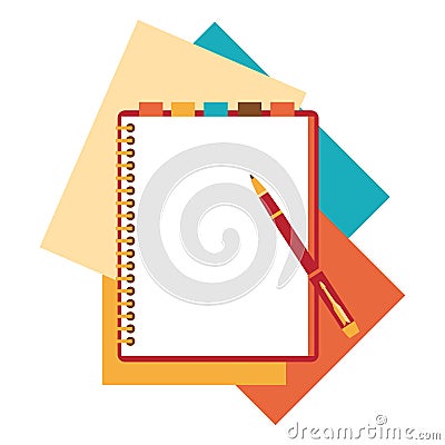 Flat design notepad, paper sheet Vector Illustration