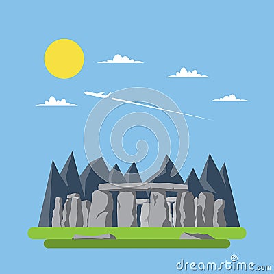 Flat design og stonehenge England Vector Illustration