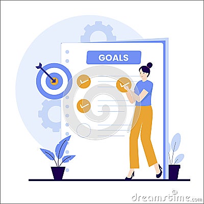 Flat design of personal goals concept Cartoon Illustration