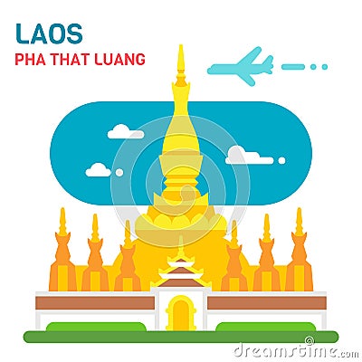 Flat design Pha That Luang Vector Illustration