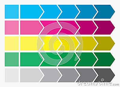 Flat design. Process arrows boxes. Step by step set. Five steps. Stock Photo