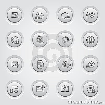 Flat Design Protection and Security Icons Set Vector Illustration