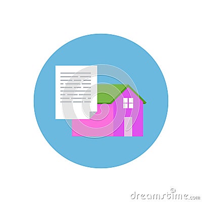 Flat Design Realty Icon Home with Document. Vector Vector Illustration