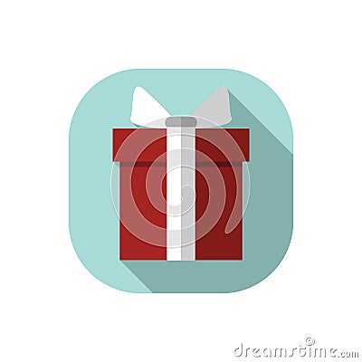 Flat design Red Present Box with White Bow Stock Photo