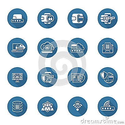 Flat Design Security and Protection Icons Set. Vector Illustration