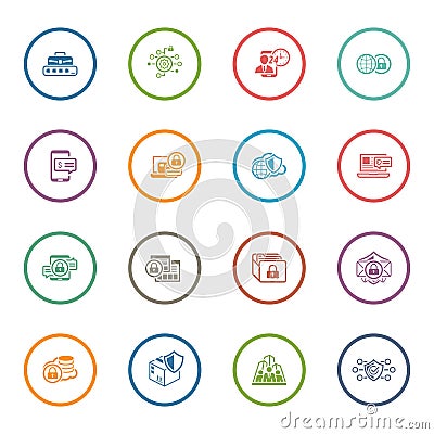 Flat Design Security and Protection Icons Set Stock Photo