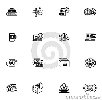 Flat Design Security and Protection Icons Set. Vector Illustration