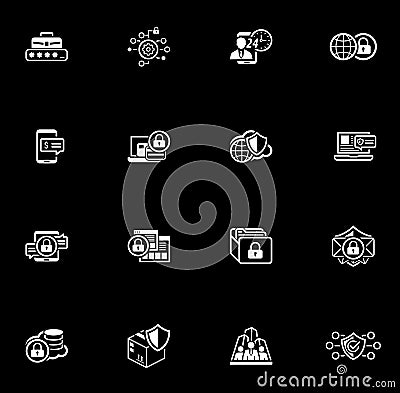 Flat Design Security and Protection Icons Set. Vector Illustration