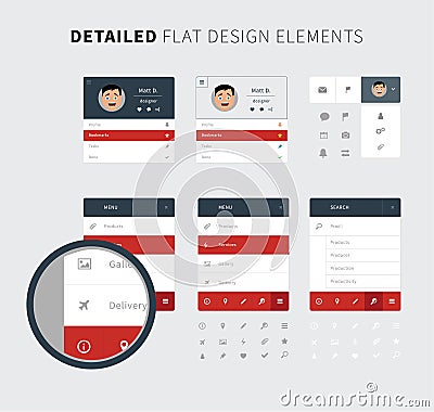 Flat design set ui kit for web Vector Illustration