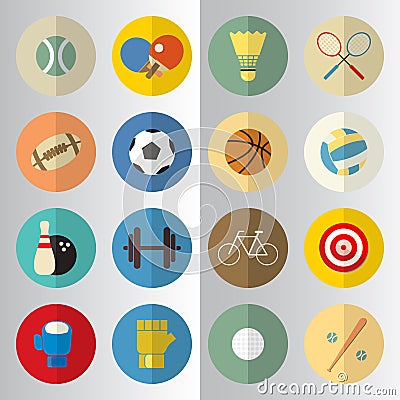 Flat design of sport half cut icons Vector Illustration