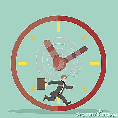 Flat design style businessman hurry within Vector Illustration