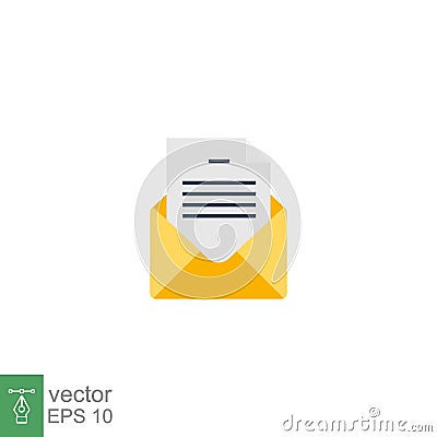 Flat Design Style Email letter open icon Vector Illustration