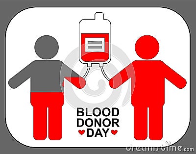 Donor and recipient with blood container. World blood donor day. transfusion Logo. Stock Photo