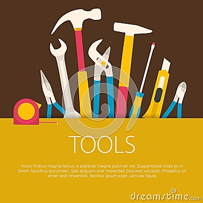 Flat design tools concept. Vector Illustration