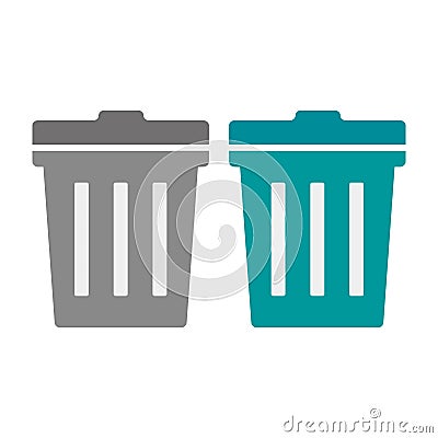 Flat Design trash icon set. vector. Vector Illustration