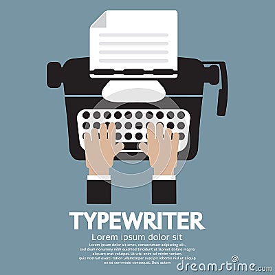 Flat Design of Typewriter The Classic Typing Machine Vector Illustration