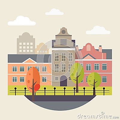 Flat Design Urban Landscape Illustration Vector Illustration