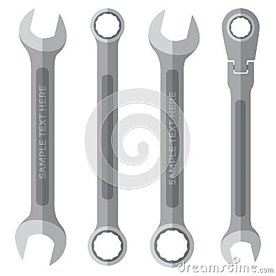 Flat design various wrench set Vector Illustration