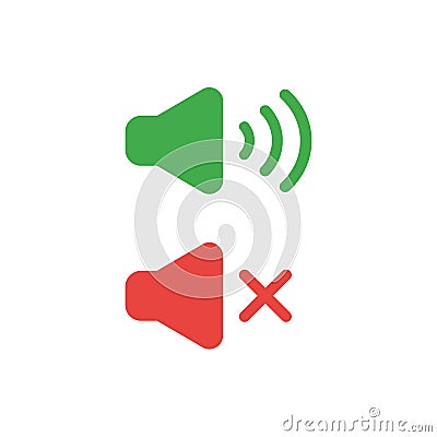 Flat design vector concept of speaker sounds on and off Vector Illustration