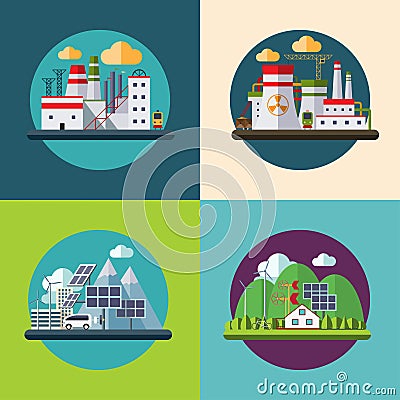 Flat design vector ecology concept illustration Vector Illustration