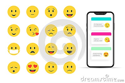 Flat Design Vector Emoji Set for Social Network Vector Illustration