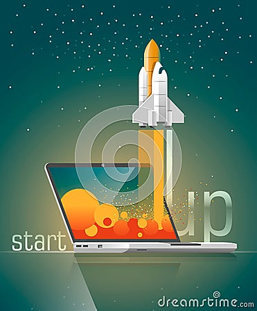 Flat design vector illustration concept of new business project. Start Up. Launch a new product Vector Illustration