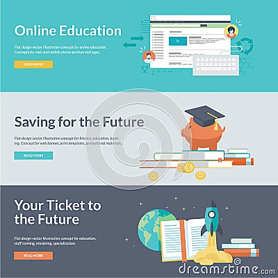 Flat design vector illustration concepts for online education Vector Illustration