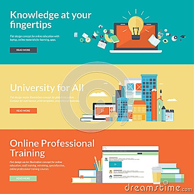 Flat design vector illustration concepts for online education Vector Illustration