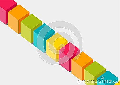 Flat design vector illustration of 3-dimensional colorful boxes or blocks. Concept for blockchain or diversity Vector Illustration