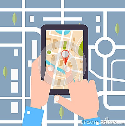 flat design vector illustration.GPS technology laying of a route travel ,tourism Vector Illustration