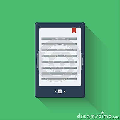 Electronic book reader tablet. Flat design. Vector illustration. Vector Illustration