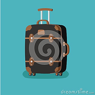 Flat design vector luxury traveling suitcase icon illustration Cartoon Illustration