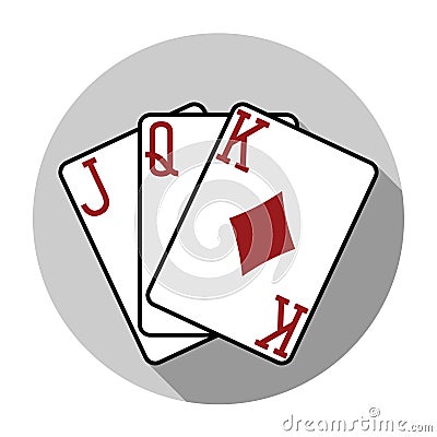 Flat design vector three diamonds playing cards icon, isolated Vector Illustration