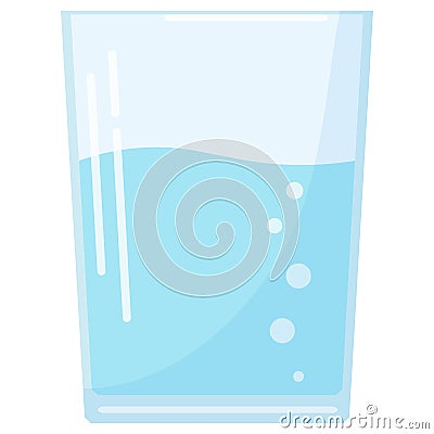 Flat design water glass icon in cartoon style isolated on white background Vector Illustration