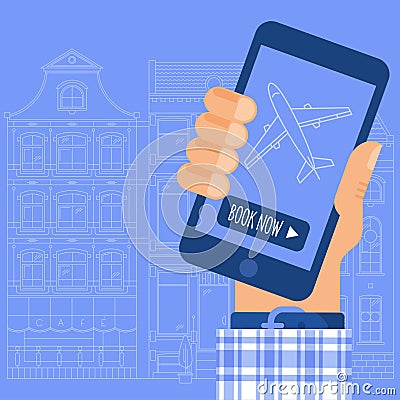 Online, internet and mobile airticket booking Vector Illustration