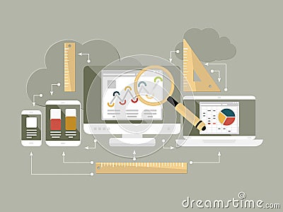 Flat design website analytics vector illustration Vector Illustration