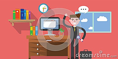 Flat design, work space concept illustration Vector Illustration