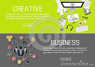 Flat designed banners for creative and business. vector Vector Illustration