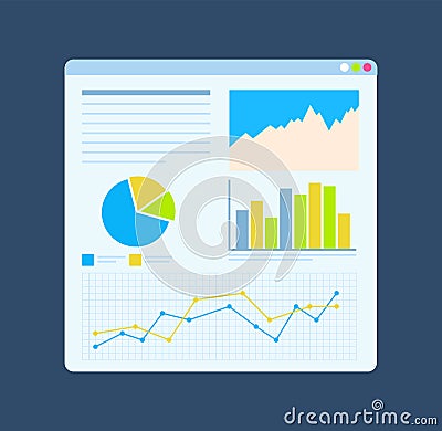 Flat Diagrams on Board, Growth Statistics Vector Vector Illustration