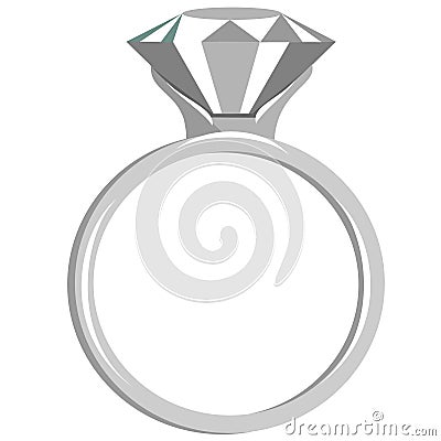 Flat Diamond Engagement Ring Vector Illustration