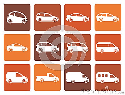 Flat different types of cars icons Vector Illustration