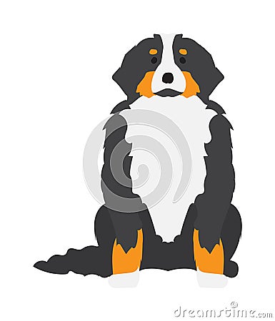 Flat dog pet and sitting cute vector Vector Illustration