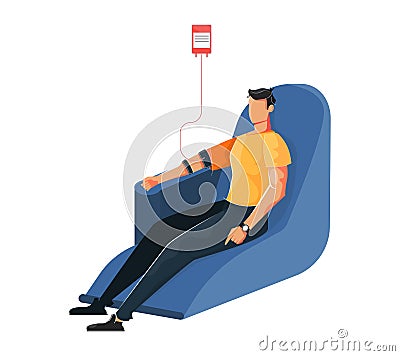 Flat Donating Blood Composition Vector Illustration