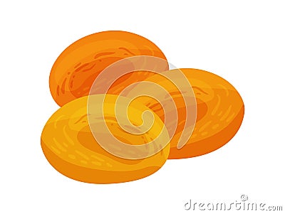 Flat Dried Apricots Cartoon Illustration